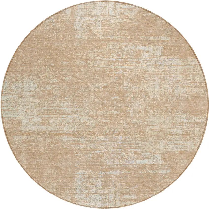 8' Coral And Salmon Round Abstract Washable Indoor Outdoor Area Rug Photo 2