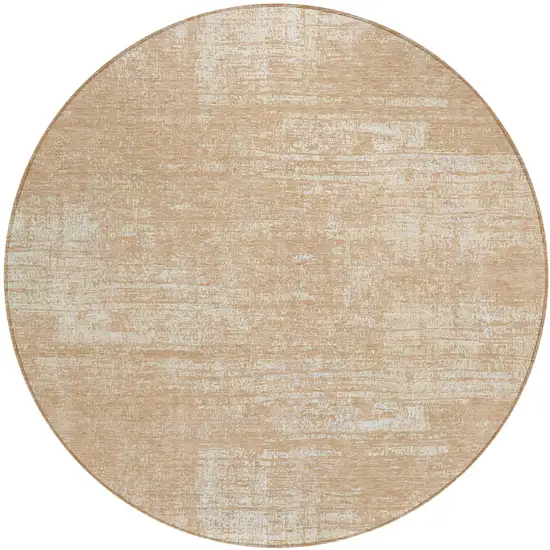 8' Coral And Salmon Round Abstract Washable Indoor Outdoor Area Rug Photo 2
