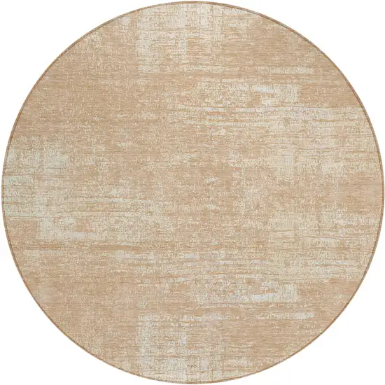 8' Coral And Salmon Round Abstract Washable Indoor Outdoor Area Rug Photo 2