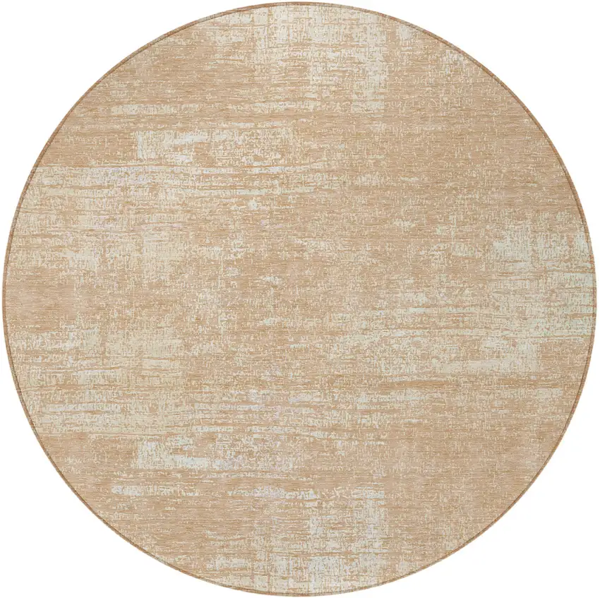 8' Coral And Salmon Round Abstract Washable Indoor Outdoor Area Rug Photo 4