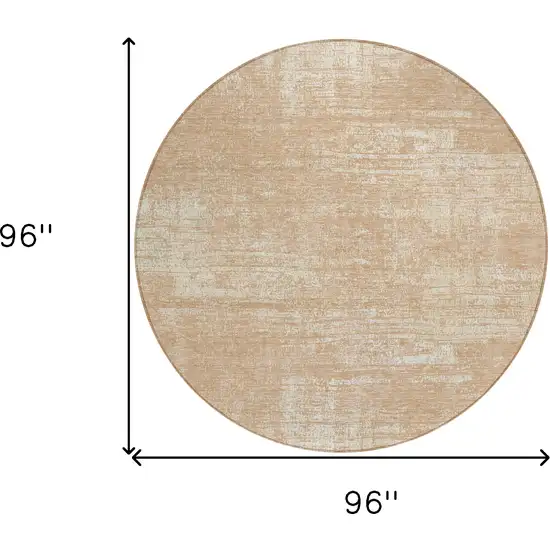 8' Coral And Salmon Round Abstract Washable Indoor Outdoor Area Rug Photo 3