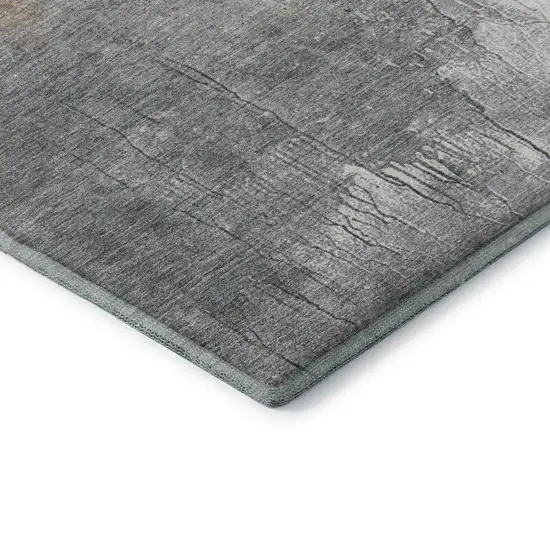 8' Coral Beige And Ivory Abstract Washable Round Rug With UV Protection Photo 6