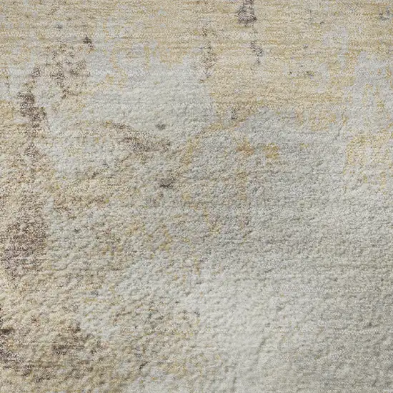 8' Coral Beige And Ivory Abstract Washable Round Rug With UV Protection Photo 8