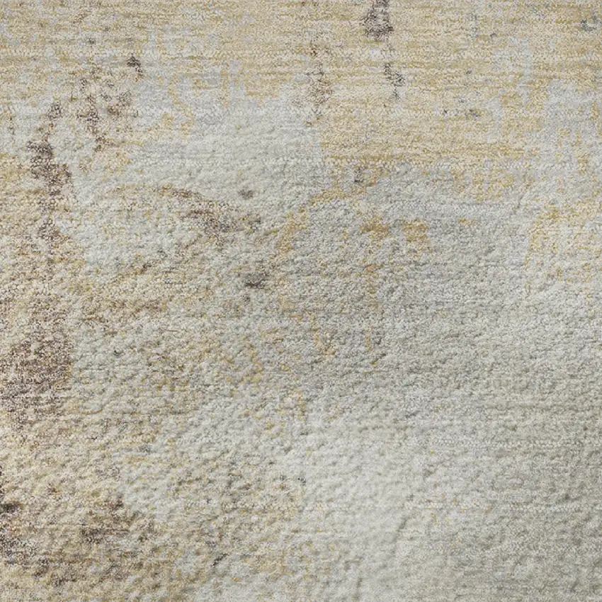 8' Coral Beige And Ivory Abstract Washable Round Rug With UV Protection Photo 8