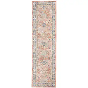 Photo of 8' Coral Floral Power Loom Runner Rug
