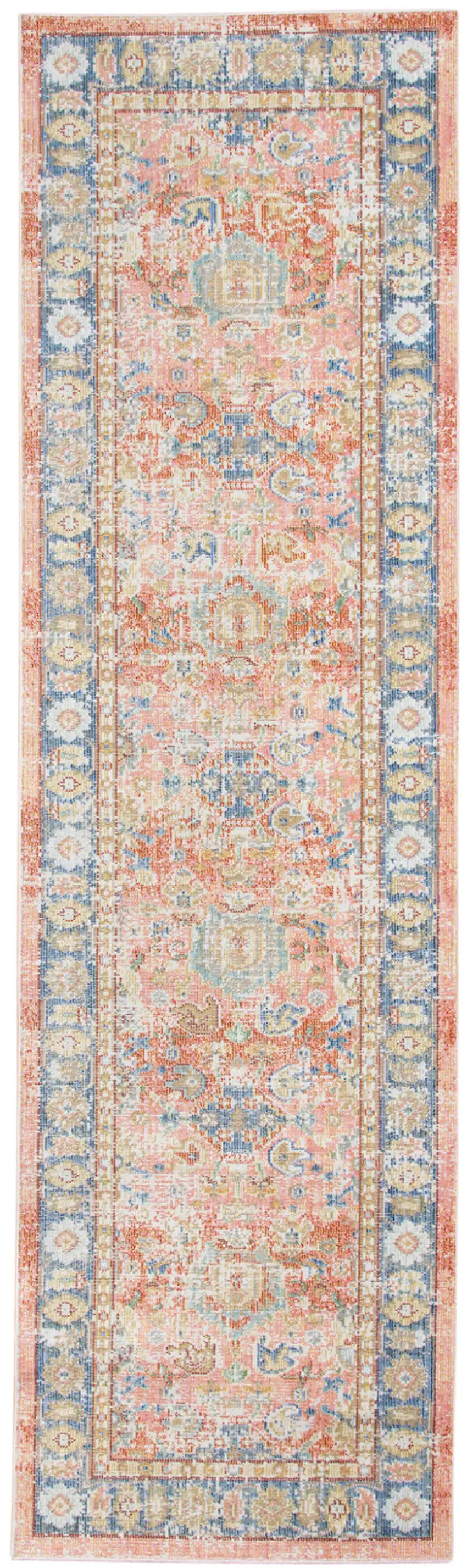 8' Coral Floral Power Loom Runner Rug Photo 1