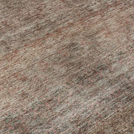 8' Coral Gray And Silver Striped Washable Round Rug With UV Protection Photo 8