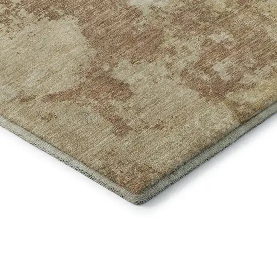 8' Coral Ivory And Beige Abstract Washable Round Rug With UV Protection Photo 6