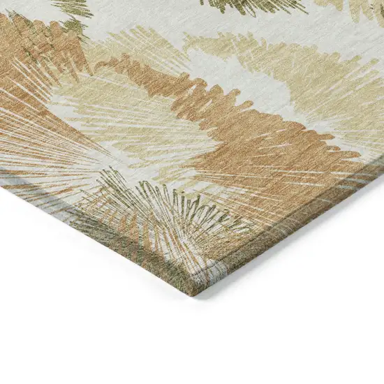 8' Coral Ivory And Beige Round Floral Washable Indoor Outdoor Area Rug Photo 4