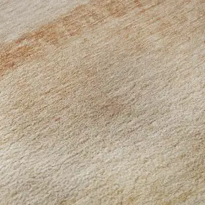 Photo of 8' Coral Ivory And Gray Striped Washable Area Rug With UV Protection