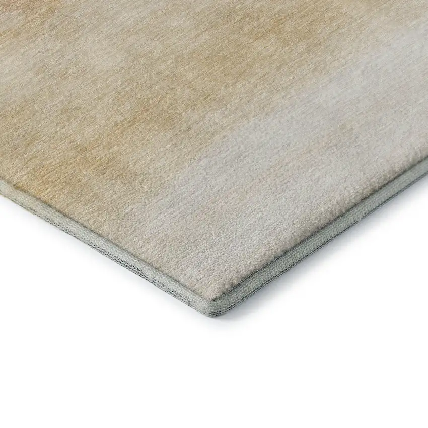 8' Coral Ivory And Gray Striped Washable Area Rug With UV Protection Photo 6