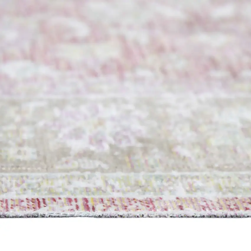 8' Coral Medallion Power Loom Runner Rug Photo 4