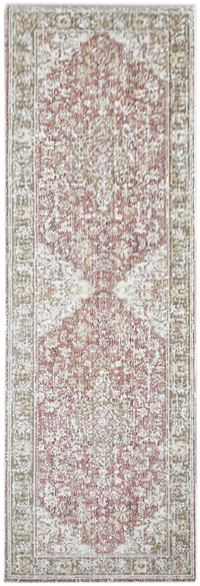 8' Coral Medallion Power Loom Runner Rug Photo 1