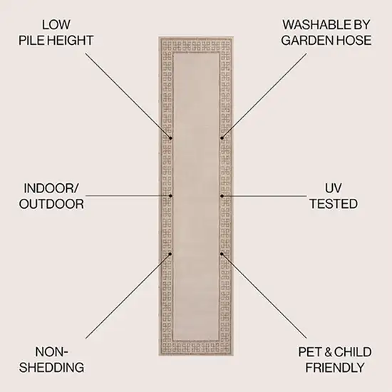 8' Cream And Beige Indoor Outdoor Runner Rug Photo 7