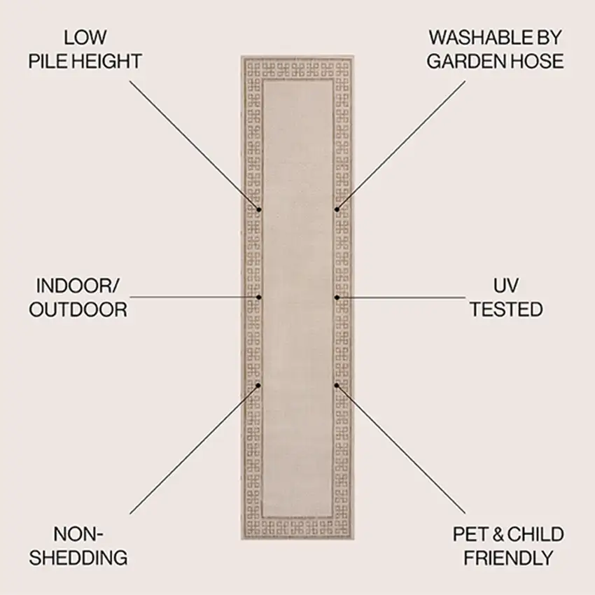 8' Cream And Beige Indoor Outdoor Runner Rug Photo 7