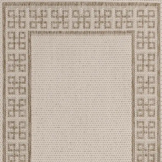 8' Cream And Beige Indoor Outdoor Runner Rug Photo 3