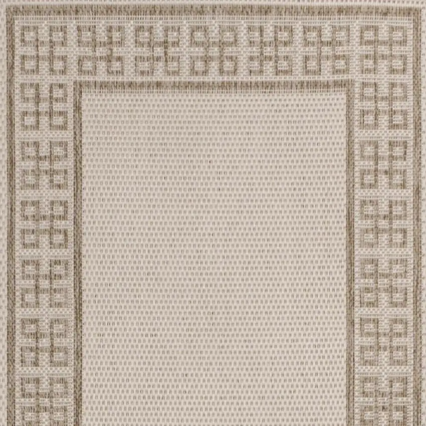 8' Cream And Beige Indoor Outdoor Runner Rug Photo 3