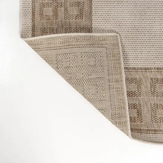 8' Cream And Beige Indoor Outdoor Runner Rug Photo 8