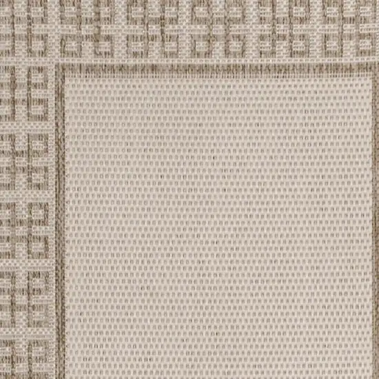 8' Cream And Beige Indoor Outdoor Runner Rug Photo 2