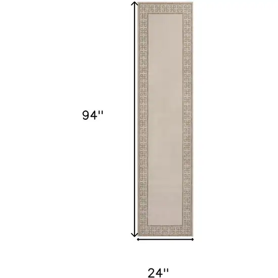 8' Cream And Beige Indoor Outdoor Runner Rug Photo 9
