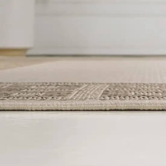 8' Cream And Beige Indoor Outdoor Runner Rug Photo 9