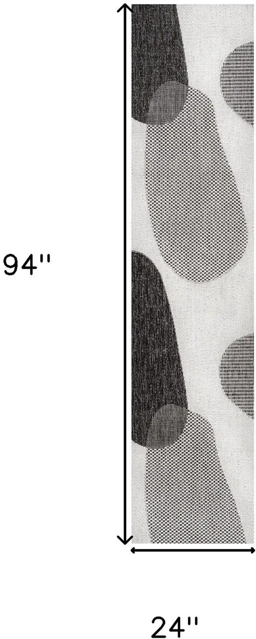 8' Cream And Black Geometric Indoor Outdoor Runner Rug Photo 8