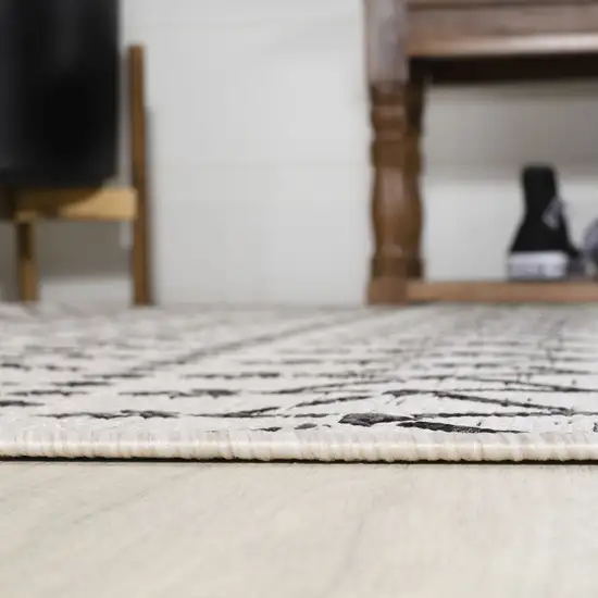 8' Cream And Black Round Trellis Indoor Outdoor Area Rug Photo 5