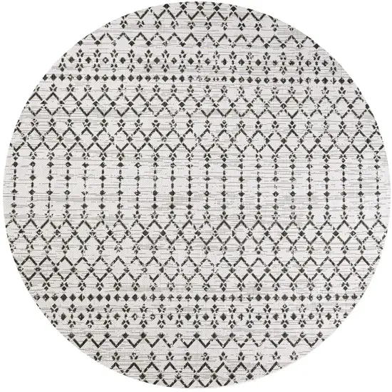 9' Cream And Black Round Trellis Indoor Outdoor Area Rug Photo 1