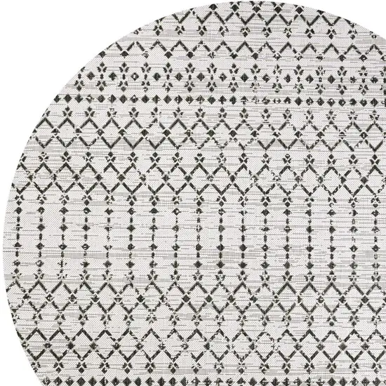 9' Cream And Black Round Trellis Indoor Outdoor Area Rug Photo 2