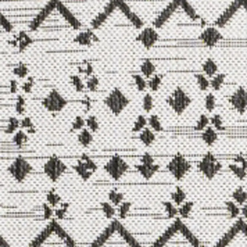 5' Cream And Black Square Trellis Indoor Outdoor Area Rug Photo 3