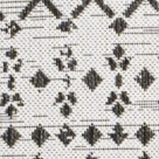 4' Cream And Black Square Trellis Indoor Outdoor Area Rug Photo 2