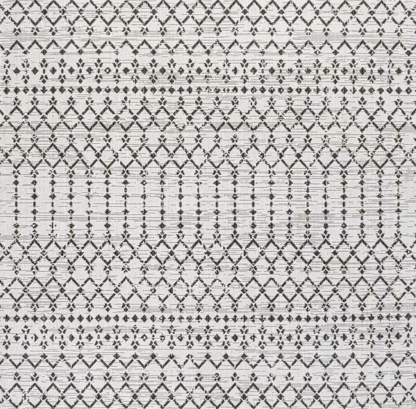 4' Cream And Black Square Trellis Indoor Outdoor Area Rug Photo 1