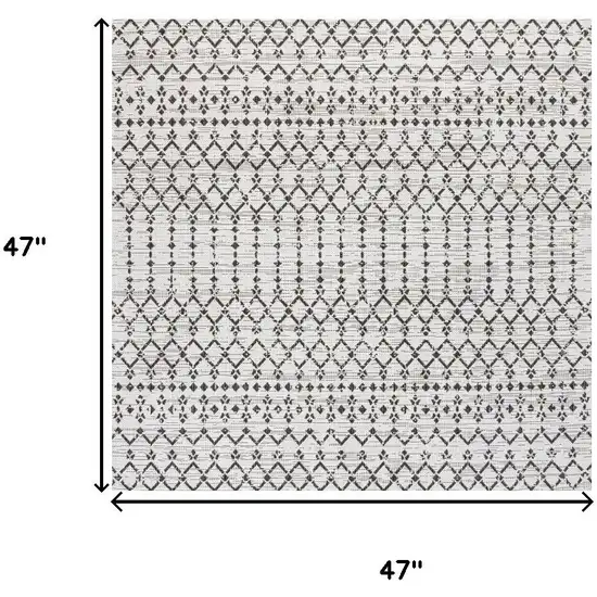 4' Cream And Black Square Trellis Indoor Outdoor Area Rug Photo 9