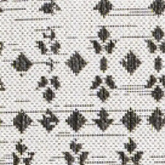 6' Cream And Black Square Trellis Indoor Outdoor Area Rug Photo 2