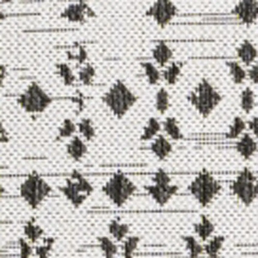 6' Cream And Black Square Trellis Indoor Outdoor Area Rug Photo 2