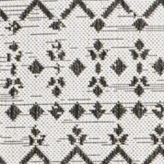 8' Cream And Black Square Trellis Indoor Outdoor Area Rug Photo 3