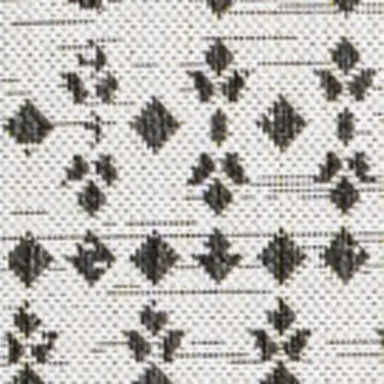 8' Cream And Black Square Trellis Indoor Outdoor Area Rug Photo 2