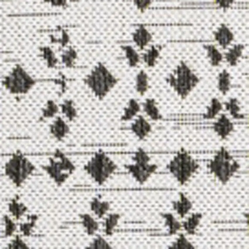 8' Cream And Black Square Trellis Indoor Outdoor Area Rug Photo 2