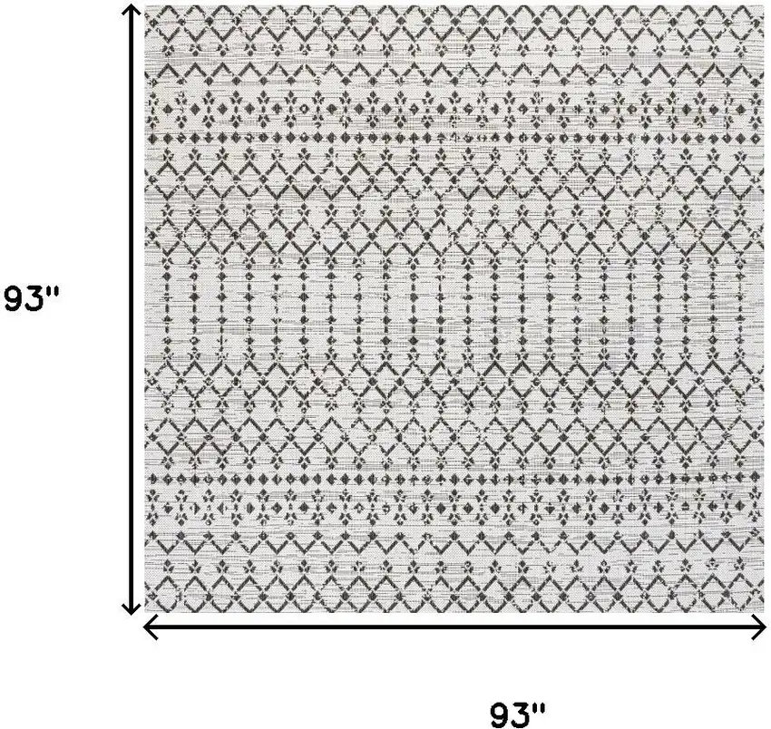 8' Cream And Black Square Trellis Indoor Outdoor Area Rug Photo 9