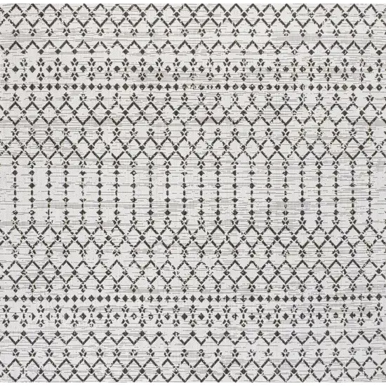 8' Cream And Black Square Trellis Indoor Outdoor Area Rug Photo 1