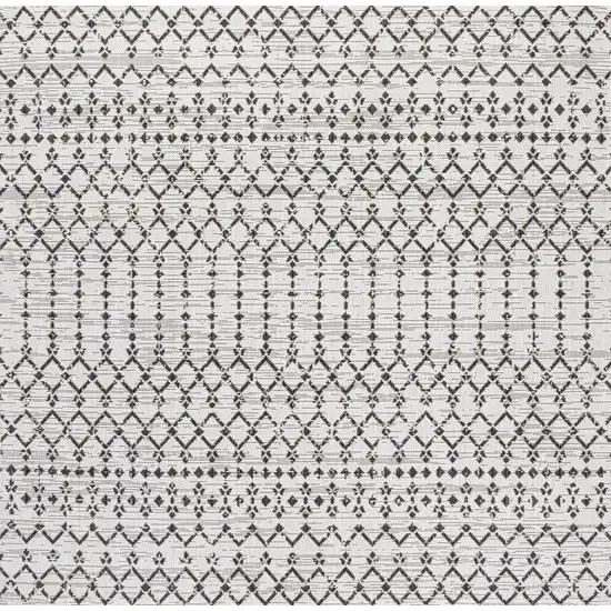 9' Cream And Black Square Trellis Indoor Outdoor Area Rug Photo 3