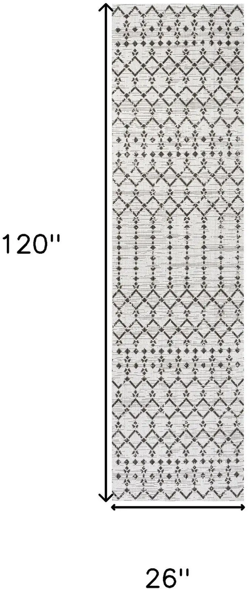 10' Cream And Black Trellis Indoor Outdoor Runner Rug Photo 6