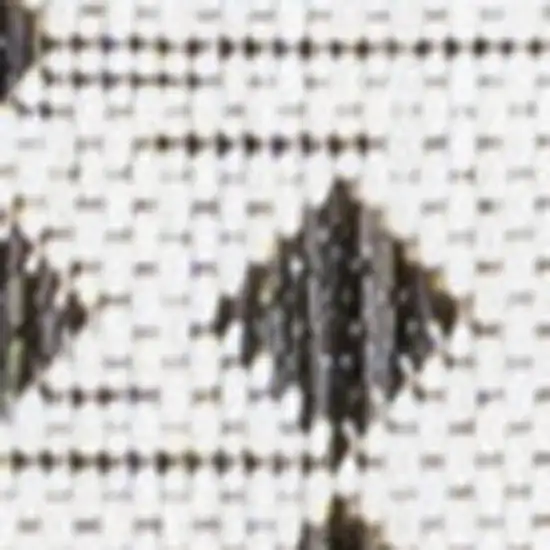 8' Cream And Black Trellis Indoor Outdoor Runner Rug Photo 2