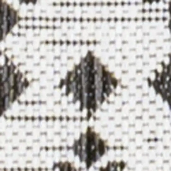8' Cream And Black Trellis Indoor Outdoor Runner Rug Photo 3