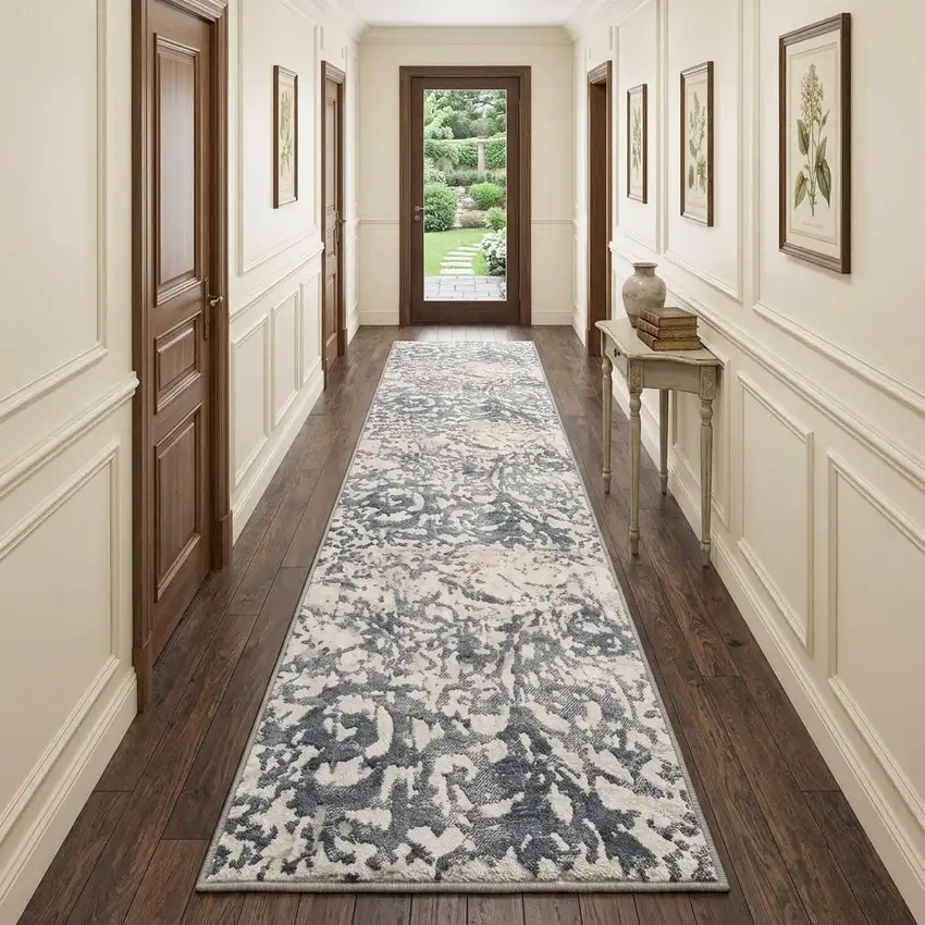 10' Cream And Gray Trellis Area Rug Photo 1