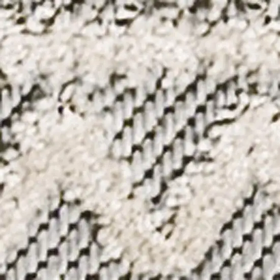 8' Cream And Gray Trellis Indoor Outdoor Runner Rug Photo 2