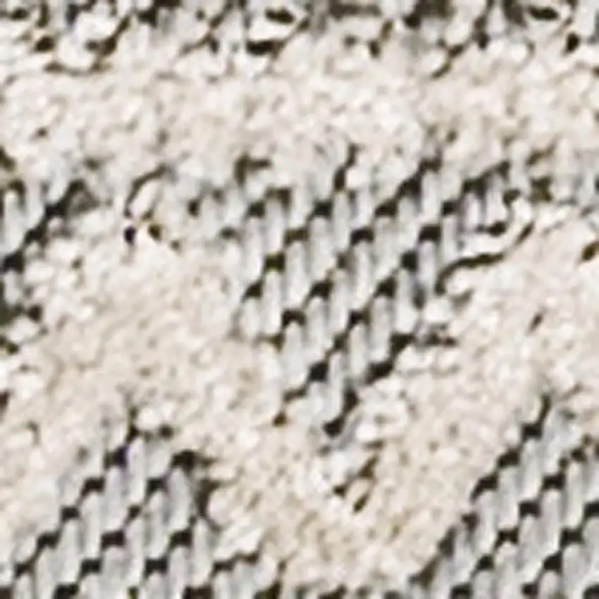 8' Cream And Gray Trellis Indoor Outdoor Runner Rug Photo 2