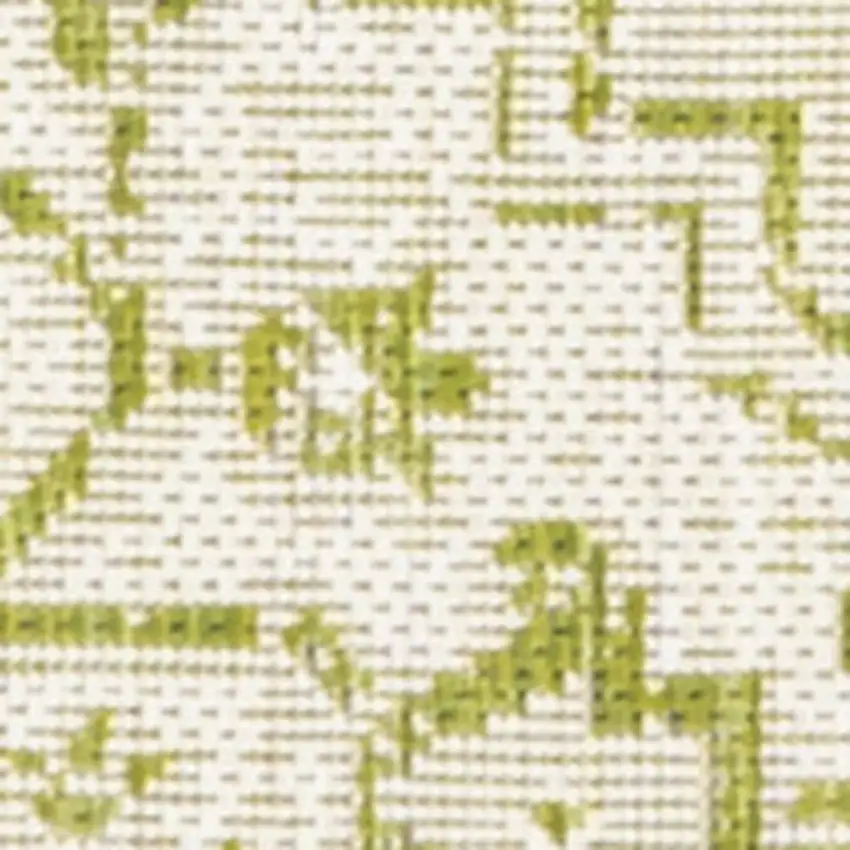 10' Cream And Green Medallion Indoor Outdoor Runner Rug Photo 3