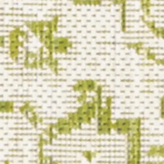 10' Cream And Green Medallion Indoor Outdoor Runner Rug Photo 2