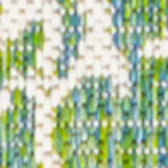 8' Cream And Green Medallion Indoor Outdoor Runner Rug Photo 2